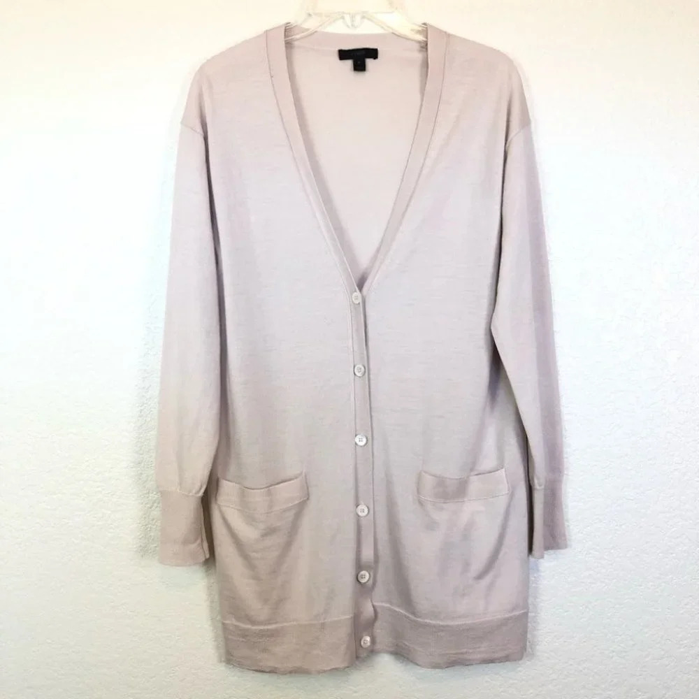 J Crew Tan Merino Wool Button Front Cardigan Sweater Size Small